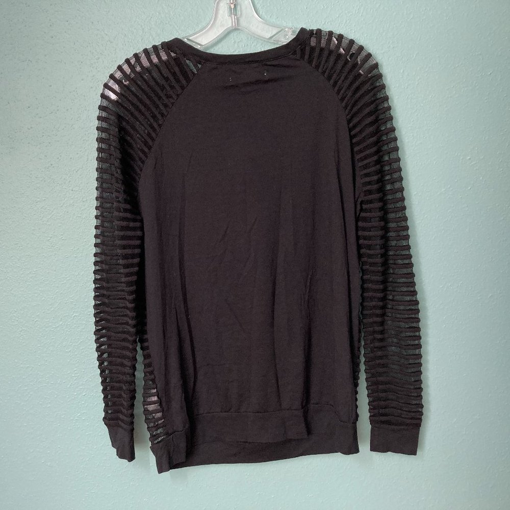 LAST CHANCE - Donating 5/25 Madewell Hi Line Black Textured Sheer Stripe Top - Picture 2 of 4